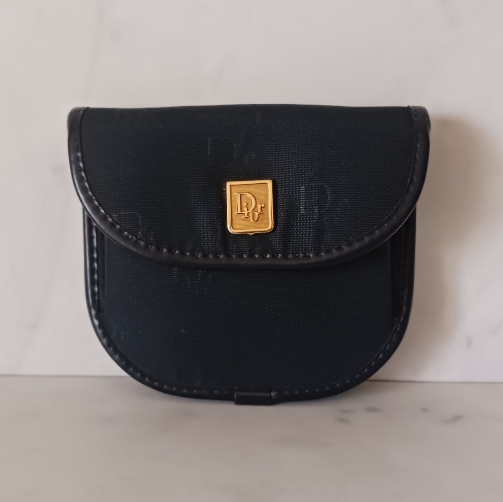 Dior Vintage Black Diorissimo Monogram Flap Coin Purse Pouch